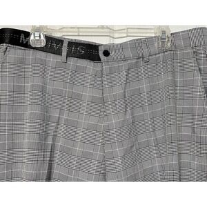 Mauvais Pants Men's 34x28 Check Tapered Trousers With Half Belt Modern Ankle NWT